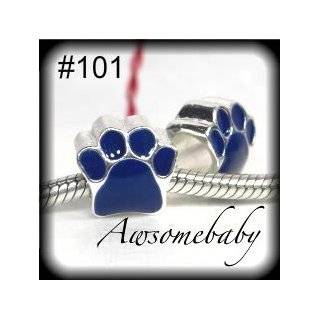 Silver Bead Spacer Charm Dog Paw Blue Nittany Lion Fits Pandora 