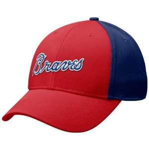 Nike Atlanta Braves Red Navy Blue Cooperstown Tactile Swoosh Flex Hat 