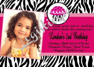 Zebra Cupcake Invitations  