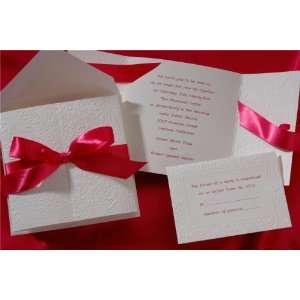   Wrap Square with Hot Pink Ribbon Wedding Invitations