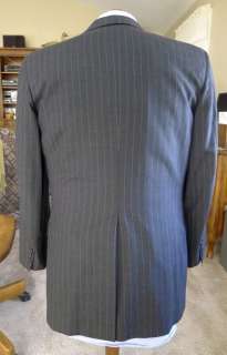 Paul Stuart Two Button Charcoal Pinstripe Suit 39R  