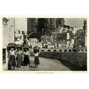  1923 Print Atrani Town San Salvatore Church di Biretto 