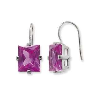  Esse Silver Collection Synthetic Pink Sapphire Earrings 