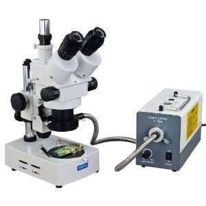  Trinocular Stereo Microscope Zoom 3.5x 90x with Fiber Ring 