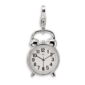  Sterling Silver 3 D Alarm Clock with Lobster Clasp Charm 