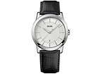 NEW Mens Black Watch Leather Strap Silver Face Hugo Bos