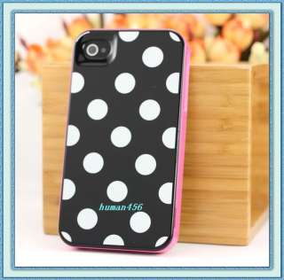 White Polka Dots 3in1 Case Cover for Apple iPhone 4 4G 4s Screen 