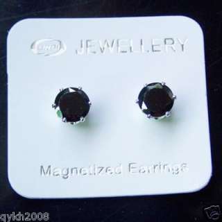 12 Pairs Round 6mm CZ MAGNETIC Studs Earring mix colors  