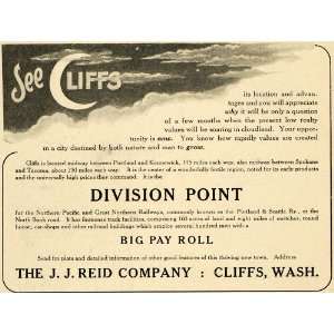  1908 Ad J. J. Reid Cliffs Washington City Town Spokane 