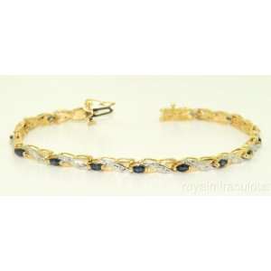  2.00 CTW Sapphire & Diamond Bracelet 14K Yellow Gold 