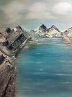 11 x 14 Original Oil Painting Canvas Glacier Lake Den