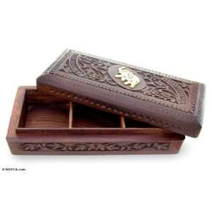  Brass and wood jewelry box, Golden Elephant Home 