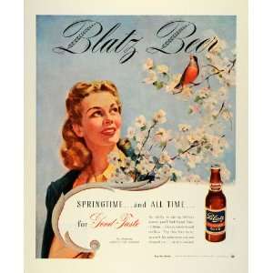  1945 Ad Blatz Brewing Co Pilsener Beer Bottle Cherry 