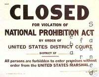 Closed for Violation of Prohibition U.S. Marshal Sign  