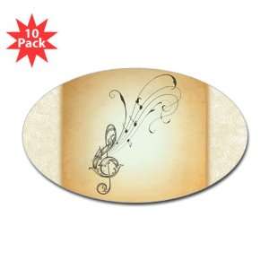  Sticker (Oval) (10 Pack) Treble Clef Music Notes 