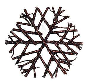 Glitter Brown Wood Twig Snowflake Christmas Tree Ornament Holiday NEW 