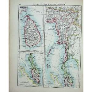   Johnston World Maps 1895 India Ceylon Bengal Burma Bay