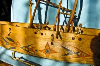 folk art wood hand carved boat ship ethenic Papua New Guinea dated 