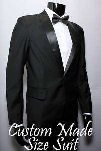   TO MEASURE SIZE One Button Slim Fit Black Shawl Lapel Tuxedo Suit 65