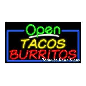 Open Tacos Burritos Neon Sign 