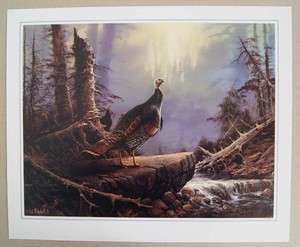   1980s Ted Blaylock Wild Turkeys Print MINT   