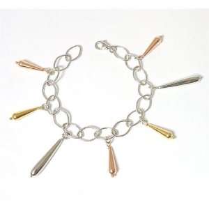  925 Silver Tri Colour Tapered Charm Bracelet by TOC 