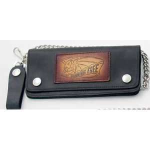 Leather Truckers Wallet w/ Chain 3.75 x 7.75 Embossed with Running 