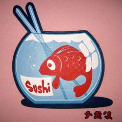 FISHY SUSHI Fun New CISSE T shirt Asian XL White BNWT  