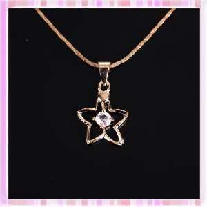  Stylish Metal Plated Golden Necklace&five Point Star Metal 