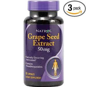   Grape Seed Extract 50 Mg   60 Capsules, 3 Pack: Health & Personal Care