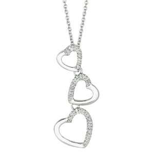   : Brass 0.1ct TDW Diamond Triple Heart Pendant (H I, I2 I3): Jewelry