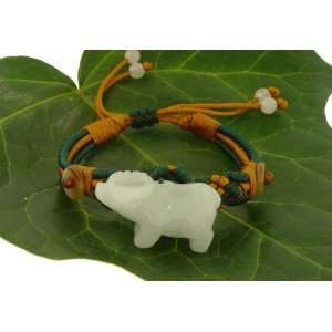 Large Ox Zodiac Pendent Jade Carving Bracelet Simply Made with Thick 