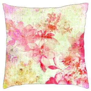  Pink & Green Retro Flowers Photo Accent Pillow 18 X 18 