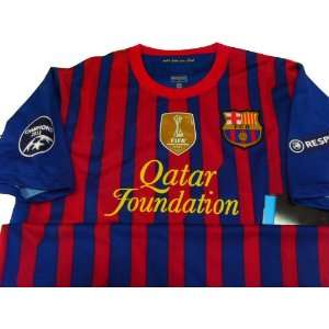  BARCELONA UCL PATCHES HOME SOCCER JERSEY FOOTBALL SHIRT 2011 12 