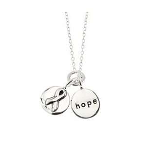   Baroni Sterling Silver Hope / Ribbon Breast Cancer Necklace Baroni