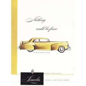  1947 Ad Lincoln Continental Coupe Yellow Original Antique 