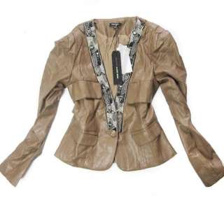 Nwt Womens Miss Trendy Cardigan Little Beads Jewelled Leather Jacket 
