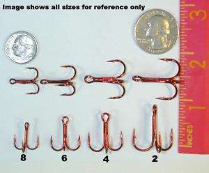 100 Red Treble Hooks 2X strong 25 each sizes 2 4 6 8  