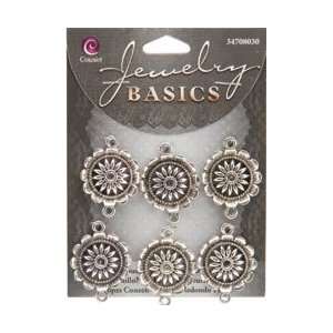  Cousin Beads Jewelry Basics Connectors Silver Round Flower 