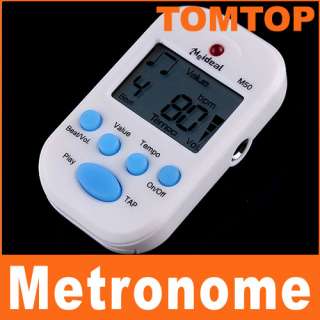 LCD Digital Multi functional Portable Beat Tempo Mini Metronome White 