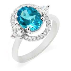 LenYa Specials   Womens Rhodium Plated Silver Gemstone Ring with AAA 