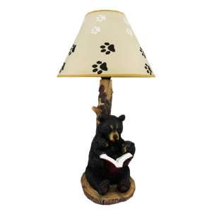  BEDTIME STORIES Reading Black Bears Table Lamp w/ Shade 