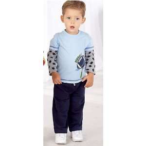   : Carters Boys 2 piece Blue/Grey Football Pant Set 24 Months: Baby