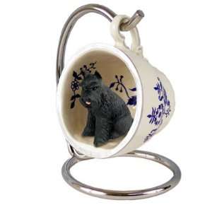  Schnauzer Blue Tea Cup Dog Ornament   Black: Home 