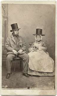   CDV PHOTO OF A COUPLE WEARING TRADITIONAL WELSH COSTUME WITH TOP HATS