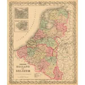  1881 Antique Map of Holland & Belgium: Kitchen & Dining