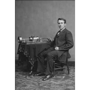  Thomas Alva Edison and Early Phonograph, c.1877   24x36 