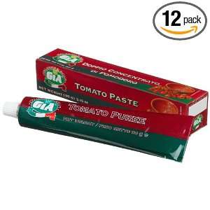 Gia Tomato Paste, 3.15 Ounce Tubes (Pack of 12)  Grocery 
