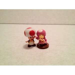  Super Mario Mini Toad & Toadette Figures Set: Toys & Games
