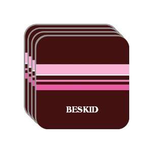Personal Name Gift   BESKID Set of 4 Mini Mousepad Coasters (pink 